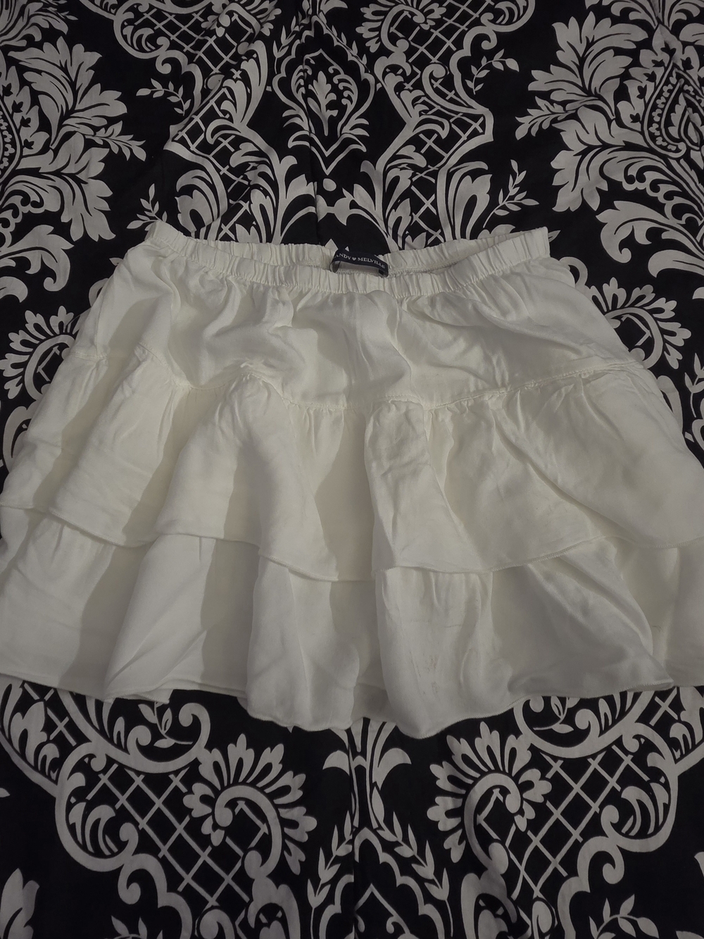 Brandy Melville White Tiered Ruffle Mini Skirt One Size